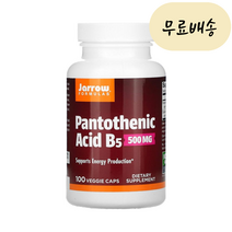 재로우 포뮬러스 자로우 판토텐산 B5 판토테산 500mg 100개입 [미국 직배송], 1개, 100개