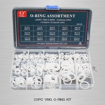 o ring 고무 실리콘 o ring seal nbr vmq fkm sealing o-rings nitrile washer rubber oring set assortment kit, 화이트 VMQ 225개