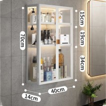 무타공 다용동 욕실 수납함 정리대 선반 욕실수납장선반 욕실리모델링 욕실 수납장 화장실 선반 벽걸이 화장품 보관함, 3 층 40cm [더블 도어] 흰색