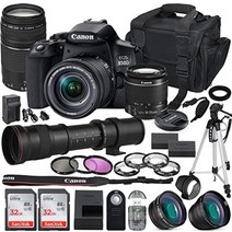 캐논 eos 850d(rebel t8i) dslr 카메라 18-55mm 앰프 75-300mm 렌즈 번들 + 420-800mm mf 줌 렌즈 + 2x 32gb sandisk 메모리