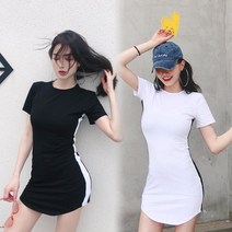 페타냐 옆 굵은줄 라인 미니 원피스 200521 KHK