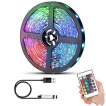 2구 3구 5구 8구 멀티탭 브라질 LED 스트립 RGB USB 2835 블루투스 적외선 제어 유연한 램프 리본 TV 데스, 02 2m, 02 2835 24-Key IR
