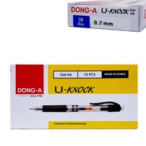 [영번지몰] 동아 U자형 스프링팁 유노크 12개입/다스 부드러운 노크식 유성 펜 볼펜, 0.7mm_파랑_12자루
