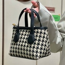 보카치노 클래식 심플 베이직 하운드 체크 빈티지 캐주얼 미니 토트 가방 겨울 간편 데일리 20대 여자 직장인 출근룩 가벼운 숄더 크로스백 작은 손가방