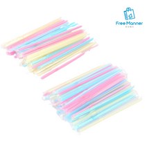 개별포장 구부러지는 비닐 빨대 주름 자바라 스트로우 다용도 일회용 사선 롱 일자 빨대, 소형 50P x 4개