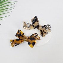 프랑스핀 호피 빅 더블 리본 큐빅 스톤 8.5 cm 옆머리 자동 머리핀