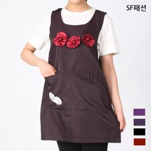 SF패션 얇은 꽃장식 원피스형 앞치마 사회복지 요양보호, 진보라(sfae207), L
