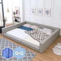 고릴라가구 투미 패밀리침대 [양쪽가드형Q+Q]+독립스프링매트 포함, 딥네이비