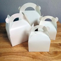 조각케익상자 무지 화이트 대 사이즈 20 x 13.5 x 9cm 손잡이종이박스 피크닉상자 DIY 셀프 포장용 테이크아웃 전용 케익박스 25장, 25개