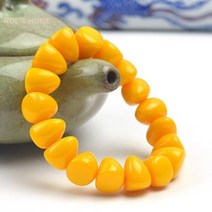 호박팔찌 천연 발트 앰버 탄성 여성 고급 보석 꽃 앰버 비즈 페르시 노란색 밀랍 수제