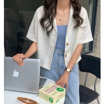 드레스허그 클래식 린넨 반팔 자켓