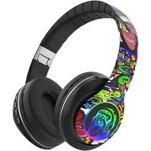 topliu High Craft 크래프트smanship Graffiti Over-Ear 헤드폰 - 부드러운 귀덮개가 있는 무선 블루투스 5.0 헤드셋 가벼운 무게의 접이식 노이즈, B
