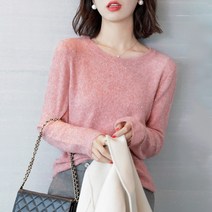 스타일아유 여성용 라운드넥 섬광 니트 티셔츠