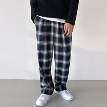 타탄 체크 밴딩 와이드 팬츠