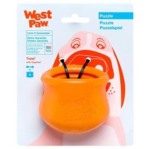 West Paw Zogoflex Toppl 인터랙티브 간식 디스펜싱 강아지 퍼즐 놀이 장난감 100% 견고함 물에 뜨는다! 미국산 스몰 아쿠아 411643, Small, Tangerine