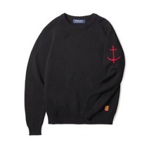 국내 정품 건지 울른스 Guernsey Woollens 나그랑 크루넥 코튼 스웨터 - 블랙