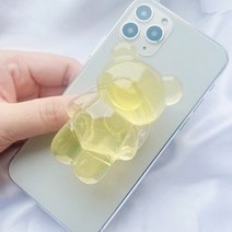 아이폰 투명곰돌이 캐릭터 귀여운 그립톡 스마트그립, 본상품선택, 1, 투명