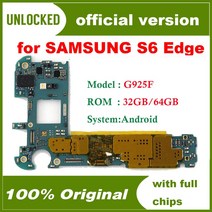나인틴 삼성 갤럭시 S6 Edge G925F SM-G925F 마더 보드 용 64GB 메인 32gb 잠금 해제, [02] G925F 64GB