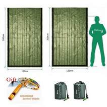 야외 활동 생존 안전 도구 2PCS 가방 비상 비비 주머니 잠자는 비비 가방 캠핑하이킹 담요 단열 주머니, 그린.그린.선물