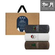 크리스마스 산타 자수 150g 호텔수건 3P 선물세트, 아이보리3P, 상세설명 참조