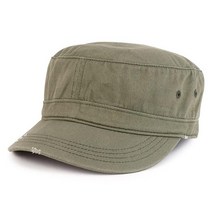 Armycrew 빈티지 디스트레스드 닳은 면 트윌 군대 스타일 밀리터리 모자 올리브, Olive