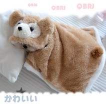 강아지 옷 애견 소형 중형 대형 디즈니 설리반 망토 겨울 극세사 벨벳 벨뱃 가운 후드, 라이트브라운