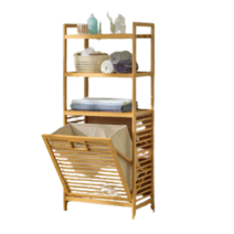 고급 대나무 햄퍼 슬라이딩 원목 2칸 3단 빨래 바구니, 3단 빨래 바구니폭 50cm