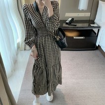 스모크밴딩 체크 캉캉원피스