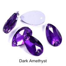 보조배터리온열매트 6 사이즈 눈물 방울 크리스탈 AB 유리 구멍이 있는 모조 다이아몬드에 바느질 반짝이 납유리 웨딩 드레스 B01 용 액세서리, [02] 11x18mm---28pcs, [19] Dark-amethyst