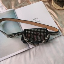 벨트힙색 펑크 고리버들 못 미니 벨트백 굵은 목걸이 허리 테이프 장식 동전지갑 가죽 소포를 휴대함 2633857406