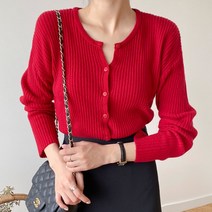 아모르데이 여성용 미츠골지가디건 베이직 심플 데일리 골지 포멀핏 긴팔 울 니트 가디건