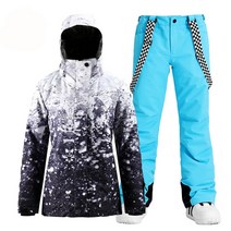브랜드 여성용 스노우 슈트 야외 스포츠 의상 방수 방풍 세트 스키 재킷 및 스트랩 팬츠 소녀용, 03 picture jacket pant_01 XS