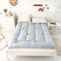 데이베드 침대 두꺼운 접이식 다다미 침실 가구 학생 기숙사 싱글 더블 슬리핑 매트리스 미끄럼 방지 탄성 밴드 매트 117589, 03 Blue Bear