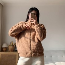 디작소 여성 봄 가을 루즈핏 덤블 하이넥 긴팔 집업