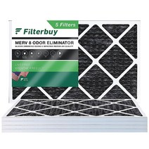 Filterbuy 35.6x63.5x2.5cm(14x25x1인치) 에어 필터 MERV 8 냄새 제거기(5팩) 플리츠 HVAC AC 퍼니스 교체품 활성탄 포함 (실제 사이즈 34.5