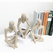 미니조각상 생각하는사람 모던인테리어오브제 석고상 3타입 조각상 촬영소품 인스타감각, 양손오브제