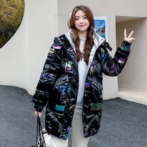 HXT 여성 겨울 하프 후드 패딩점퍼 반짝이 웰론 보온 자켓 코트 아우터 빅사이즈 M~3XL