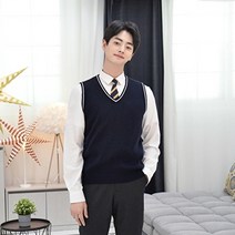 기타 바보사랑[지엔제이커머스]지앤제이 (빅사이즈) 네이비 화이트라인 교복조끼