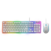 앱코 KM800 키보드 마우스 게이밍 세트 상판 레인보우 LED, 화이트
