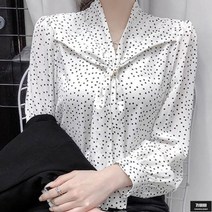 가바바 여성 블라우스 언컬러 패턴 포인트 카라리본 럭셔리틱 블라우스 G59073