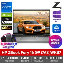 HP 2022 워크스테이션 노트북 ZBook Fury 16 G9 i7A3_WKS7 RTX A3000 12세대 i7 6.5TB 64GB WIN10 Pro WUXGA 16형, 6656GB, 코어i7, 실버