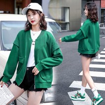 봄 루즈핏 심플 캐주얼 유럽판 지퍼 면 포켓 니트 멀티 카디건 코트 여