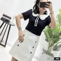 가바바 여성 빅사이즈 블라우스 귀여운 변호사느낌 반팔 블라우스 G46105
