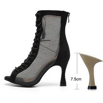 댄스화 라틴댄스구두 라틴댄스화 여성 레이스 업 라틴 댄스 슈즈 레드 블랙 소프트 솔 볼룸 살사 부츠 여성용 플란넬 연습, 없음, black-7.5cm+9