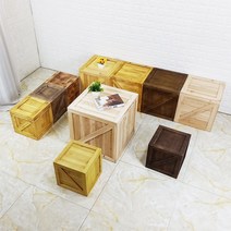나무 우드박스 사과 원목 공간박스 큐브 원목미니수납장, 50x50x50cm, 오래된나무색상 오픈커버