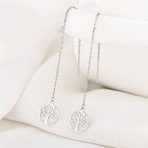 케빈 디자인 순은 생명 나무 귀걸이 여성 한국 삼계 학생 나뭇잎 귀걸이 롱 귀걸이