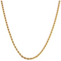 일본게르마늄목걸이 남성용 트위스트 체인 골드 코팅 스테인리스 스틸 얇은 인치 인치 인치, 골드 골드 두께 2mm, 70.0센티미터