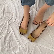 스웨이드 호피 리본 포인트 플랫슈즈 2color (1cm)