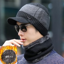 스피소 느리게걷기 남성 니트 모자 넥워머 세트 겨울모자 남자 방한모자 항암모자 낚시모자 등산모자