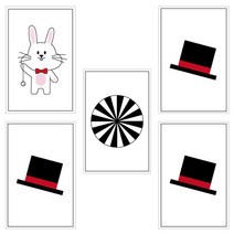마술도구 초보자 학예회 토끼가 모자에 숨고 뒷면 포털에서 동전이 나오는 카드 토끼&코인 매직 카드